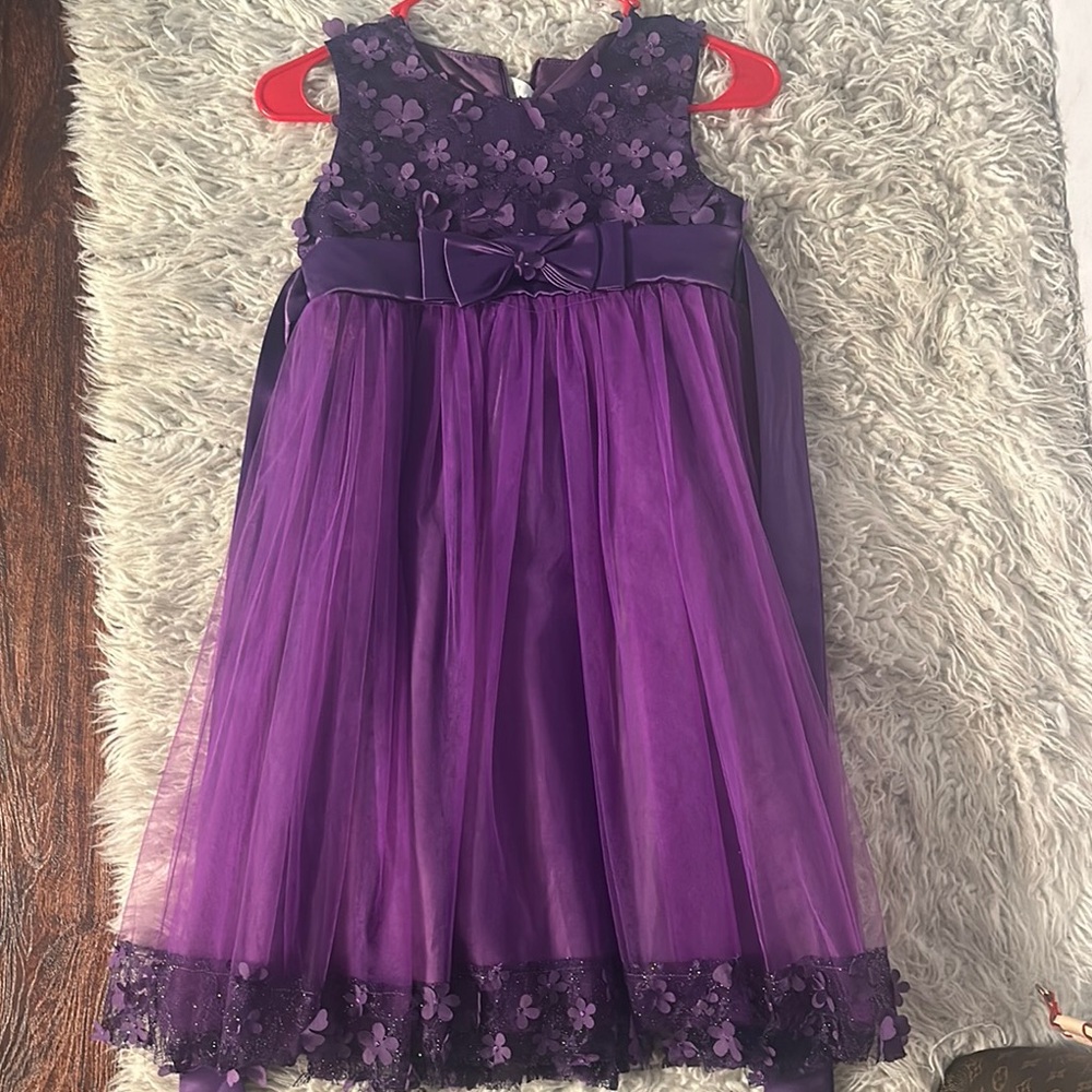 Purple Floral Kids formal Dress